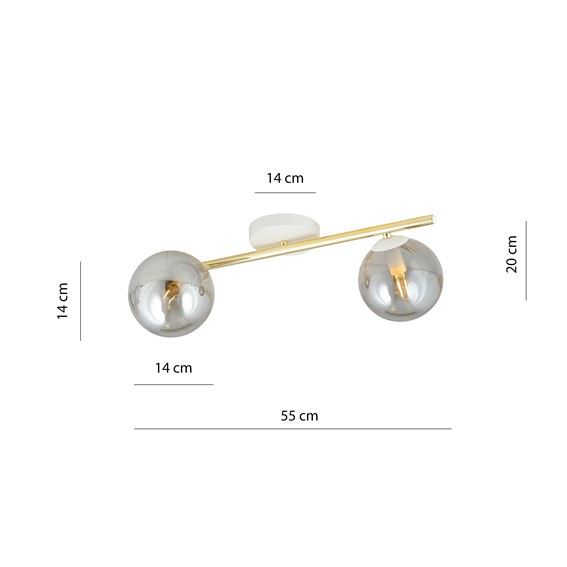 Lampa Sufitowa SPLENDI 2 Biały/Grafitowy