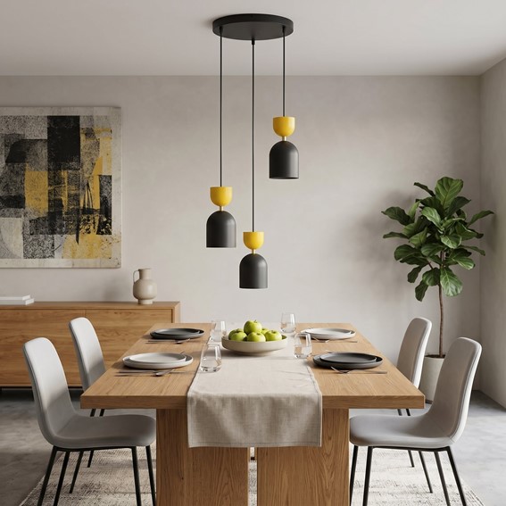 Lampa Wisząca GAUDI 3PREM Czarny/Pomarańczowy