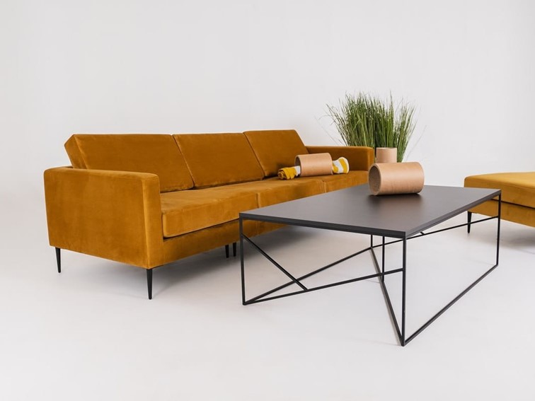 Sofa VERGAN 4 Os. Rozkładana Marakuja/Czarny