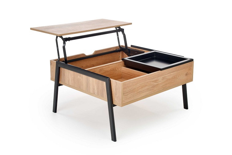 Ława Podium 80x85x43 Naturalny/Czarny