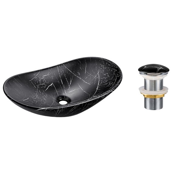 Zestaw Umywalkowy z Korkiem Click-Clack LENA Czarny