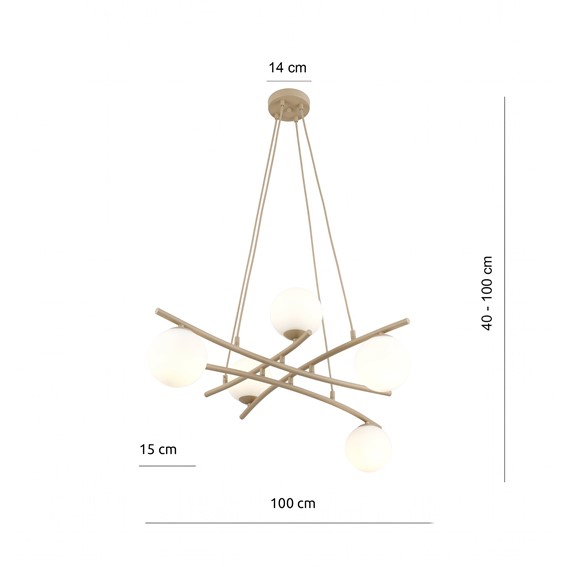 Lampa Wisząca ESSA 5 Beżowy/Opal