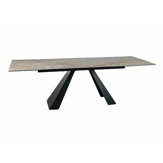 Stół Rozkładany SALVADORE Ceramic (240-160)x90cm Beż Połysk/Czarny Mat