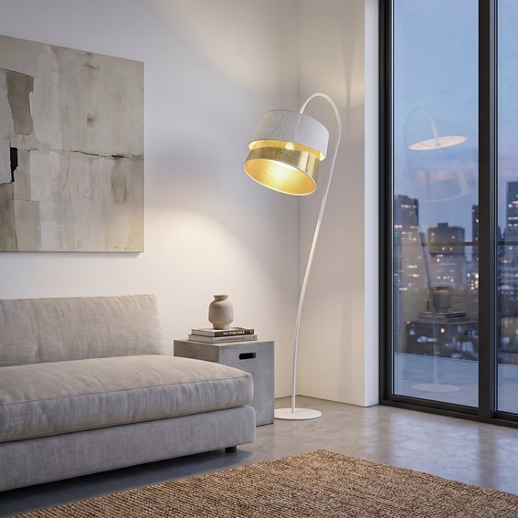 Lampa Podłogowa CANVA LP1 Złoty/Biały