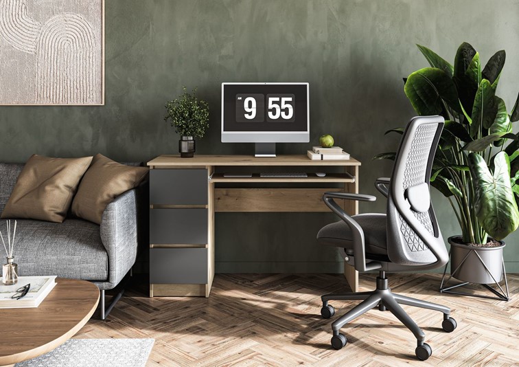 Biurko CINO Dąb Artisan/Grafitowy