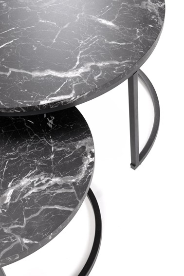 Zestaw 2 Ław JAVA Czarny/Czarny Marmur