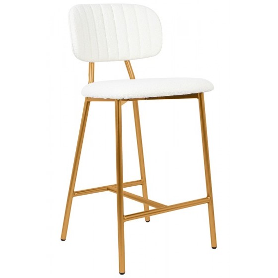 Krzesło Barowe FABIOLA BOUCLE Biały/Złoty