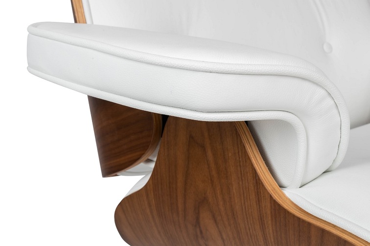 Fotel Biurowy LOUNGE GUBERNATOR Biały/Orzech