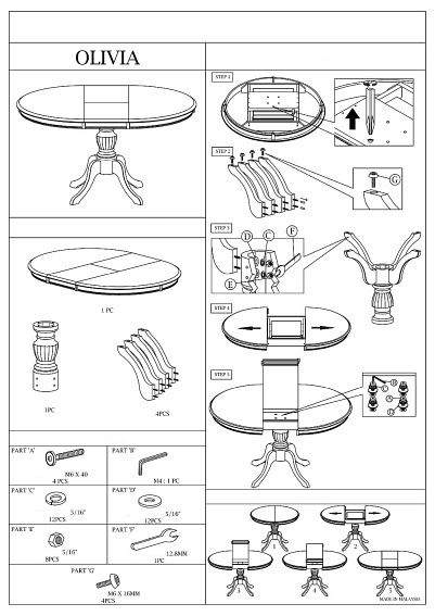 Stół Rozkładany OLIVIA (106-141)x76 Ciemny Orzech