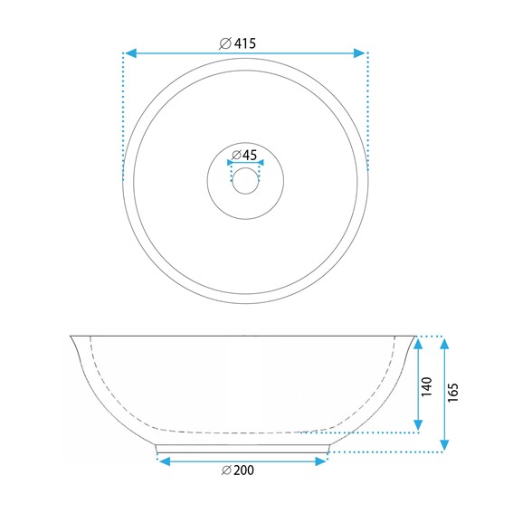 Umywalka Nablatowa BELLA Niebieski