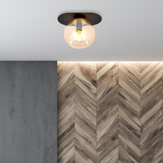 Lampa Sufitowa PLAZA 1 Czarny/Miodowy