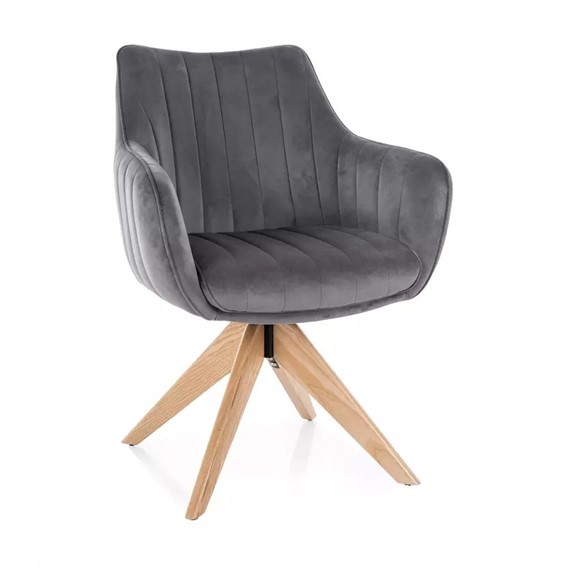 Krzesło AZALIA D Velvet Szary/Dąb