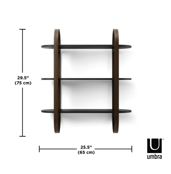 Półka Ścienna BELLWOOD Czarny/Orzech