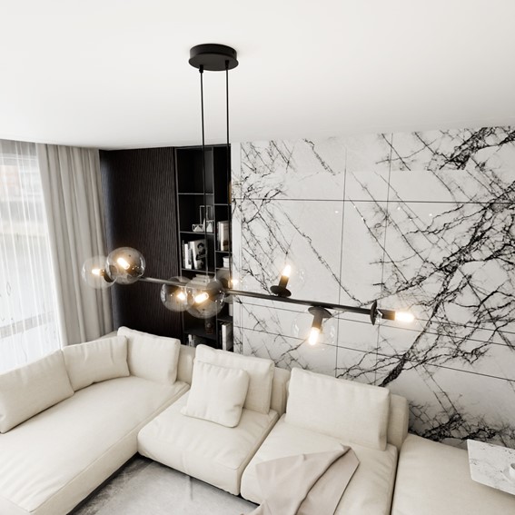 Lampa Wisząca ROSSI 8 Czarny/Transparentny