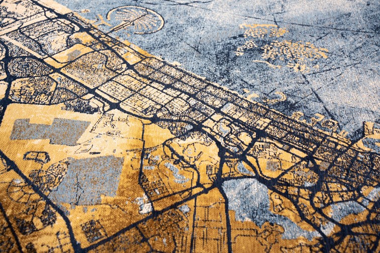 Dywan DUBAI Gold Sea Round 9698 240x240 cm Niebieski/Żółty