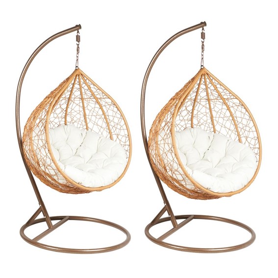 Zestaw 2 Foteli Ogrodowych F-03 L+XL Naturalny/Brązowy