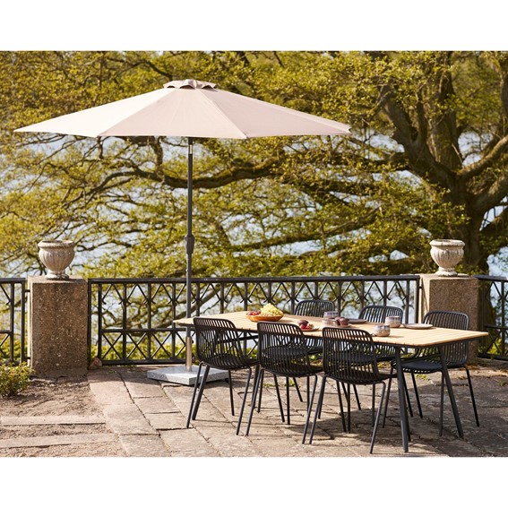 Stół Ogrodowy CLEVELAND 220x90cm Dąb Naturalny/Czarny