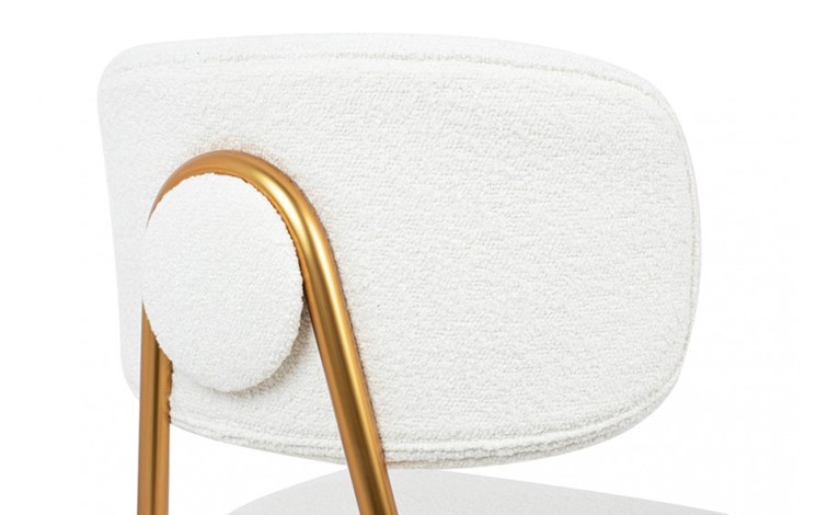 Krzesło Barowe FABIOLA BOUCLE Biały/Złoty