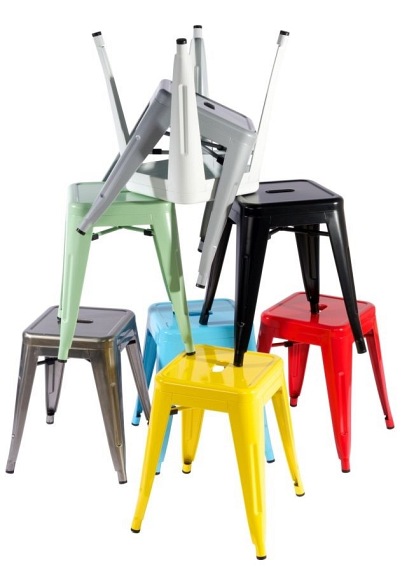 Stołek PARIS żółty inspirowany Tolix