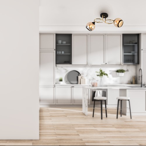 Żyrandol GABRIELLA 2 Chromowany/Bursztynowy