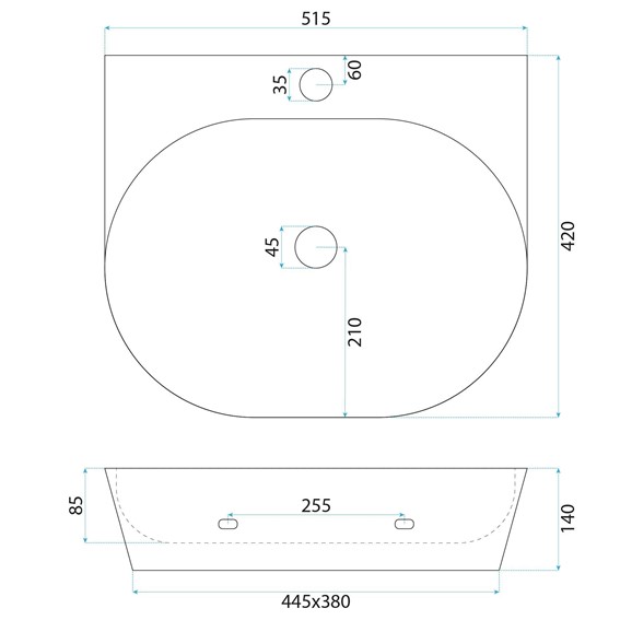 Umywalka Nablatowa KIM 52 Biały