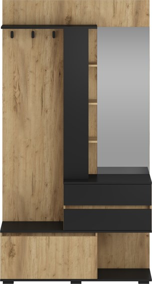 Zestaw Mebli do Przedpokoju BAFRA Dąb Złoty/Czarny