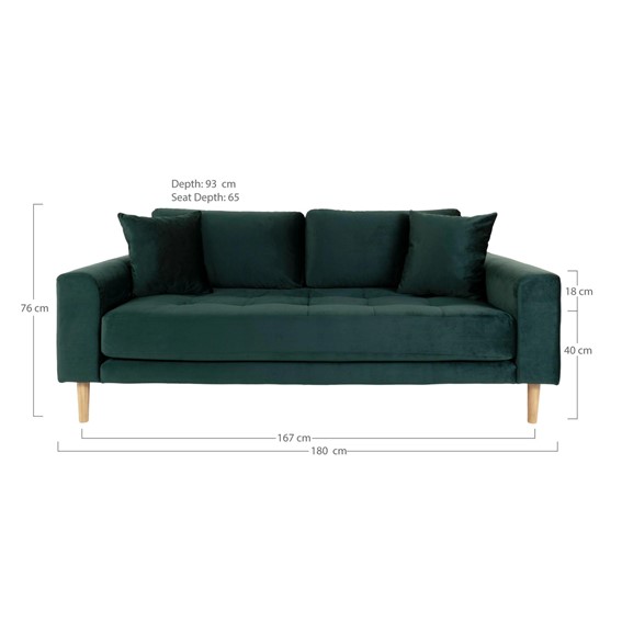 Sofa Trzyosobowa LIDO Butelkowa Zieleń/Naturalny