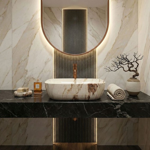 Umywalka Nablatowa BELINDA MARRONE SHINY Beżowy