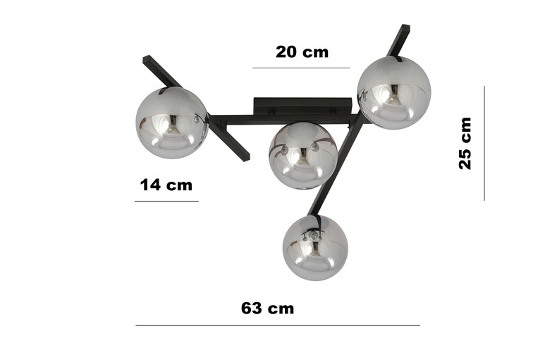 Lampa Sufitowa SMART 4 Czarny/Grafitowy