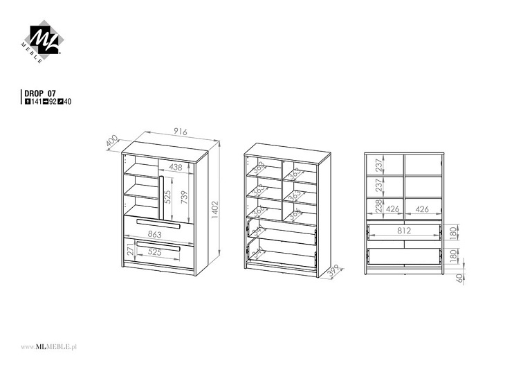 Komoda DROP 07 Szary