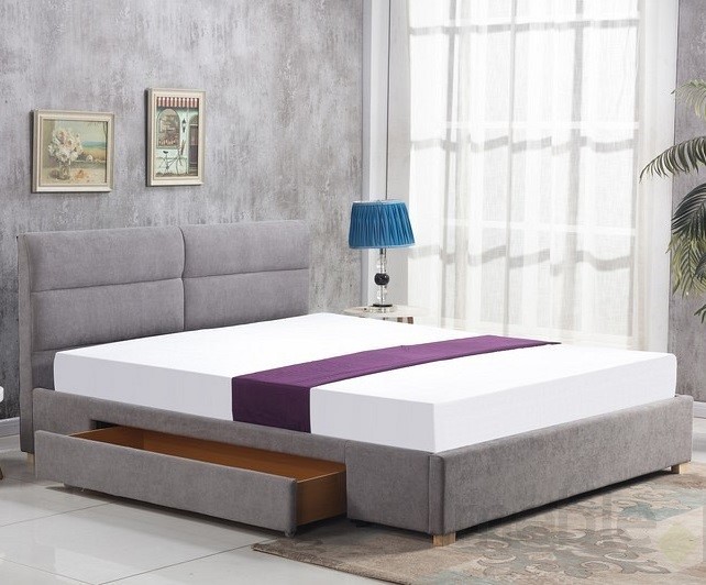 Łóżko MERIDA z Szufladą Jasny Popiel