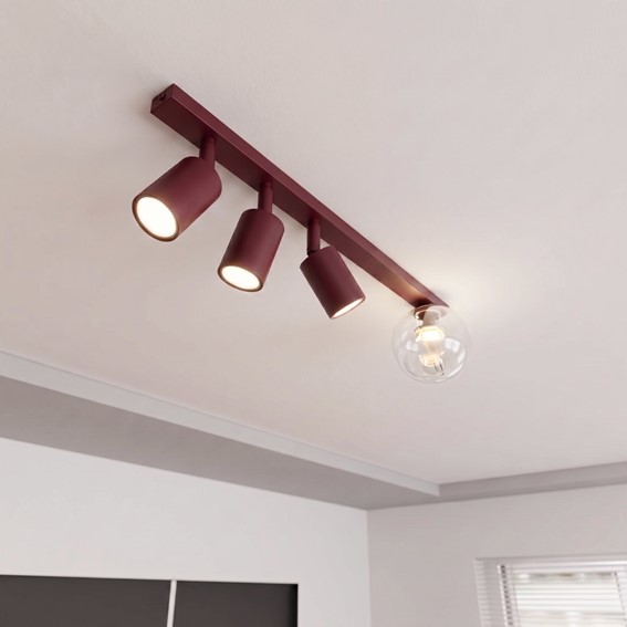 Lampa Sufitowa BASTER 4 Burgundowy/Transparentny