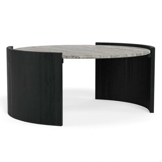 Stolik ZAFRA fi95 Marmur/Czarny