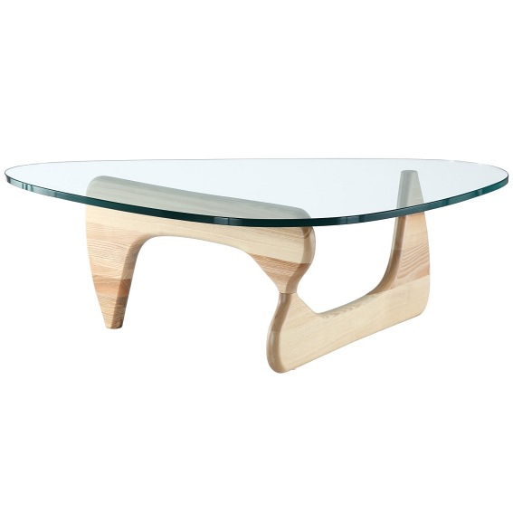 Stolik STABLE - szkło transparentne, podstawa drewniana