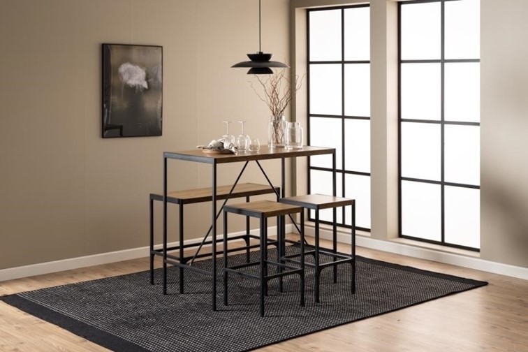 Zestaw Stół Barowy i Hokery BAHAMAS 120x60cm Dąb