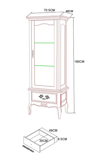 Witryna Venezia Bianco VEB860K 46x70x180 Jasny Beż