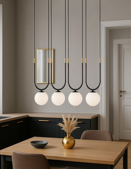 Lampa Wisząca ENZO K-5592 Czarny/Biały/Złoty