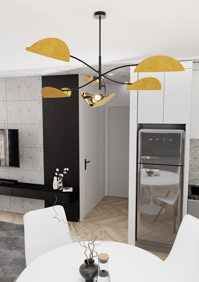 Lampa Sufitowa LOTUS 6 Czarny/Pomarańczowy