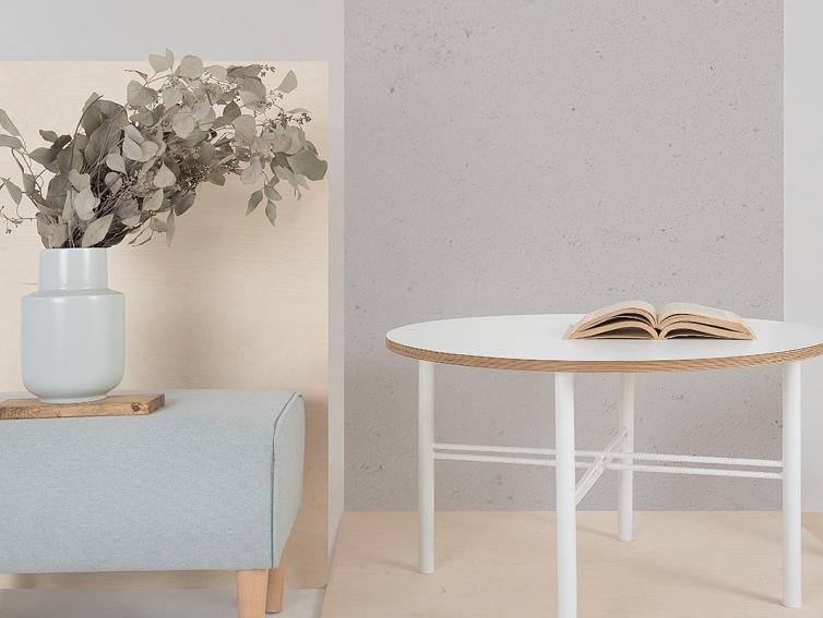 Stół Kawowy PENTO 80 Biały/Naturalny