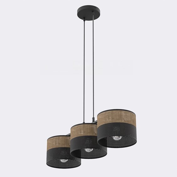 Lampa Wisząca KARBON 3 Czarny/Brązowy