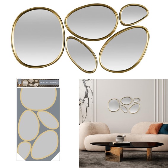 Zestaw 5 Luster ORGANIC SHAPE Złoty