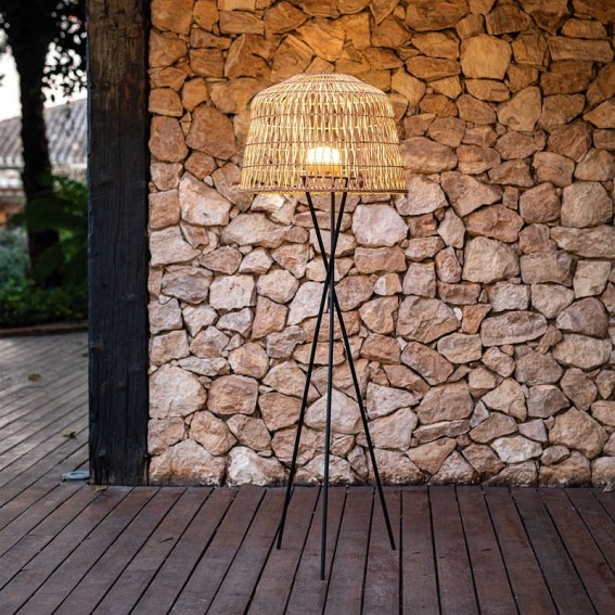 Lampa Podłogowa AMALFI 145 BATTERY NEGRO Czarny/Naturalny