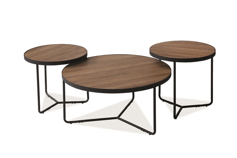 Ława Zestaw DEMETER II fi80 fi50 fi50 Orzech/Czarny