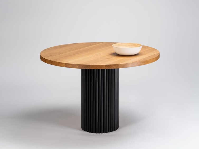 Stół Jadalniany FLAMINGO fi140 Dąb Lity Gładki/Czarny