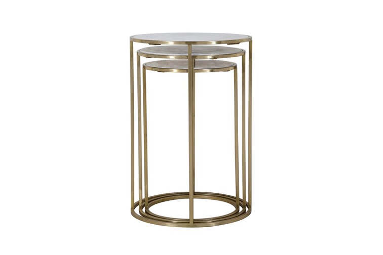 Zestaw Stolików AVOLA AV2130-39 Fi46 Biały/Złoty