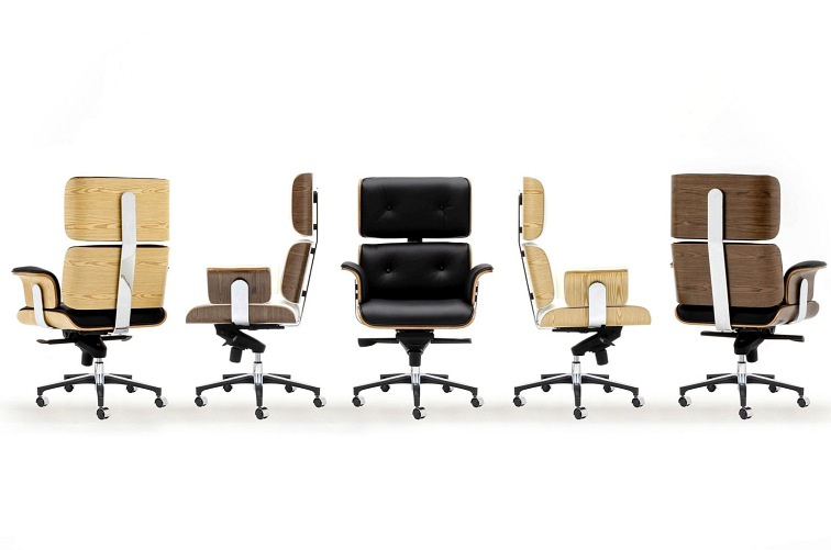 Fotel Biurowy LOUNGE BUSINESS Biały/Orzech