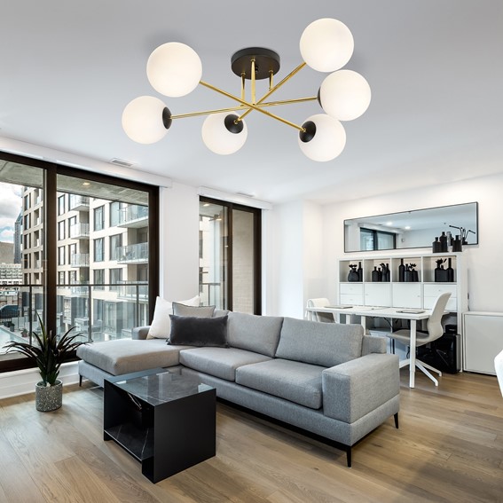 Lampa Sufitowa MAGNUM 6 Czarny/Opal