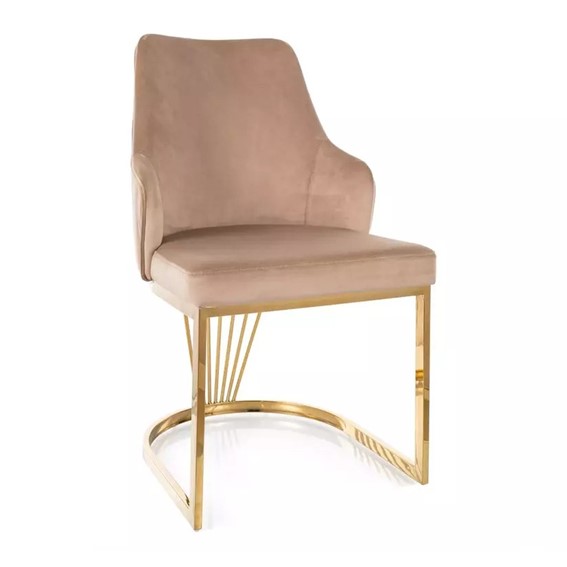 Krzesło ALURE Velvet Beżowy/Złoty