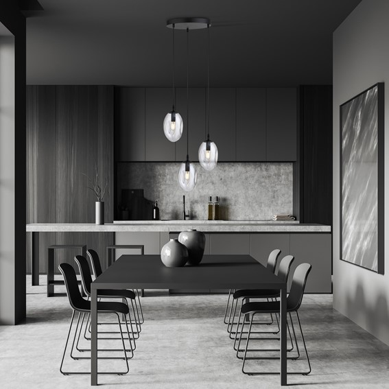 Lampa Wisząca ASTRAL 3 PREMIUM Czarny/Transparentny