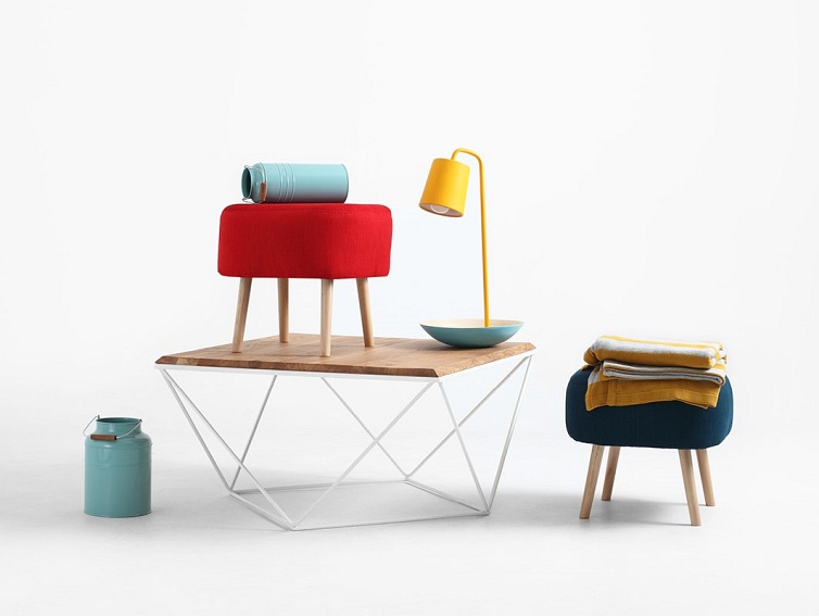 Stolik Kawowy DARYL SOLID WOOD 80 Biały/Naturalny